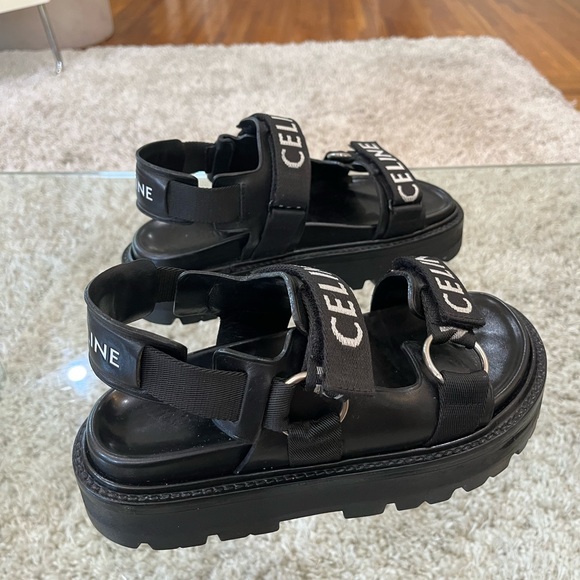 CÉLINE Outdoor Bulky Sandals – Size 37.5 – RM Black Leather - Picture 10 of 15